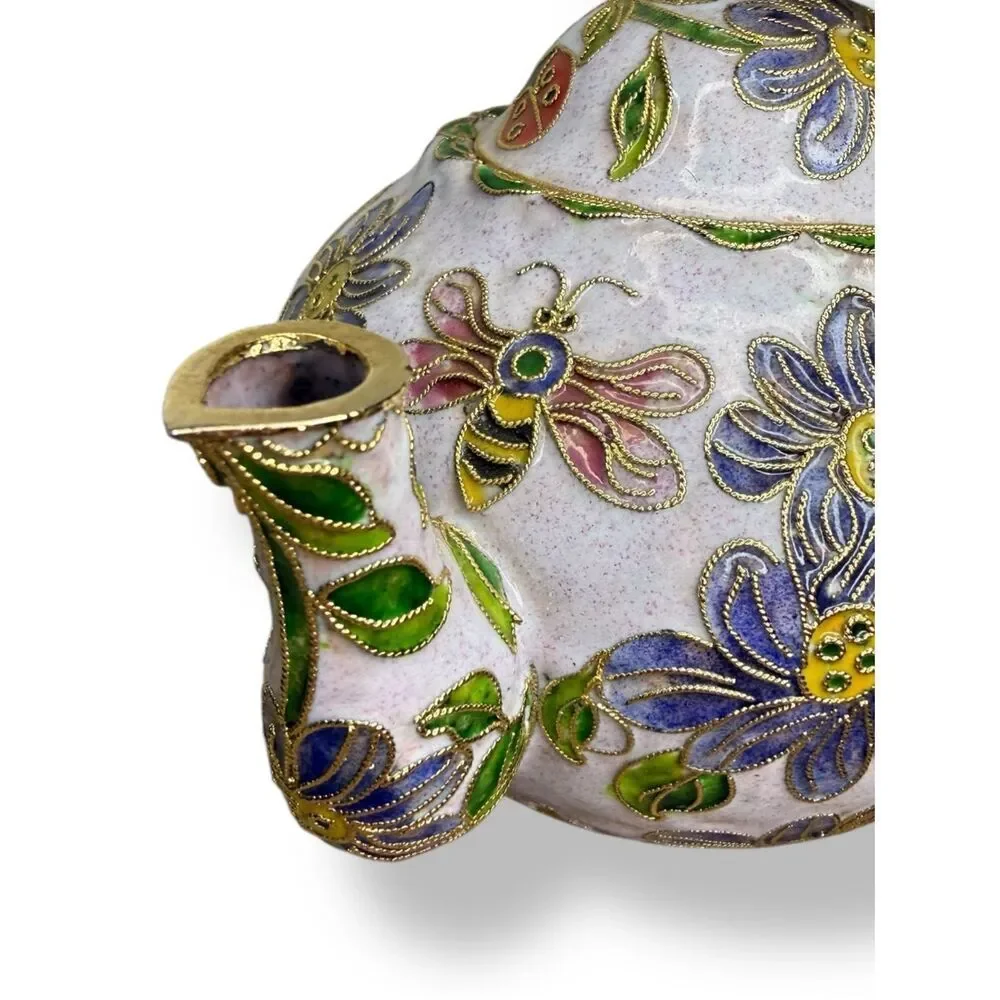 Vintage Cloisonne Enamel Bumblebee Teapot & Vase Decorative‎ Collectibles